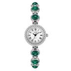 Women's Vintage Turquoise Gold-Bead Bracelet Quartz Watch