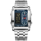 GESMART Men's Dual Movement Dual Display Square Digital Watch Multifunction Water Resistant Creative
