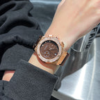 GESMART Women's Large Dial Silicone Band Watch Multifunction Rhinestone Calendar Fashion Trendy