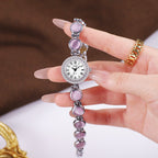 Women's Vintage Turquoise Gold-Bead Bracelet Quartz Watch