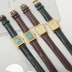 Diamond Brand Vintage Quartz Watch Titanium Rectangular Leather Strap NOS New