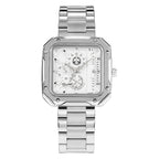 Unisex Couple Square Dial Watch with Steel Bracelet