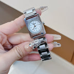 Women's Square-Outside-Round-Inside Steel Rhinestone Watch