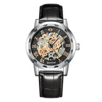 GESMART Men's Hand Winding Mechanical Skeleton Watch Exhibition Case Back Fashion