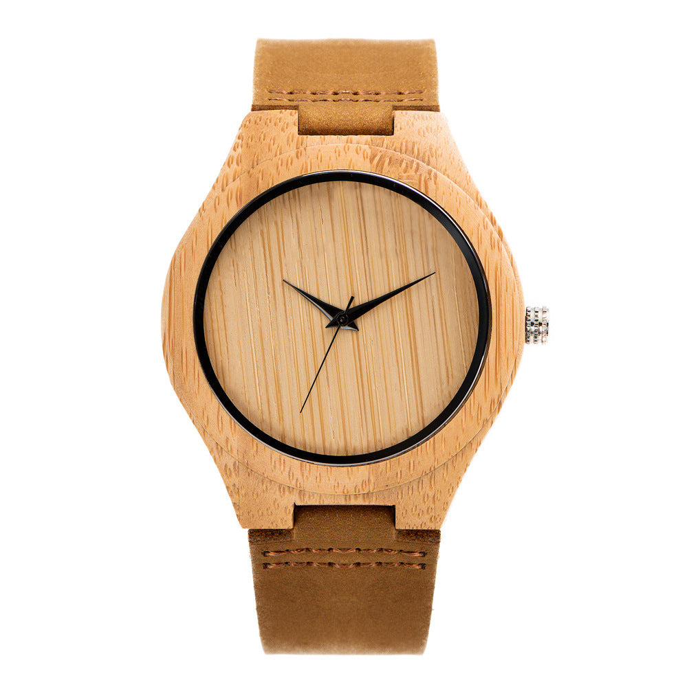 Men's Classic Bamboo-Wood Minimalist Quartz Watch