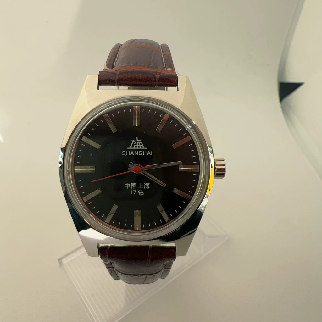 Vintage 7120 Pure Mechanical Business Watch Shanghai Black Diamond Movement