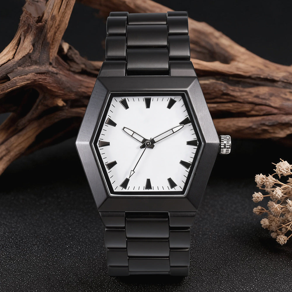 Men's Irregular Wooden Quartz Watch, Japanese Movement