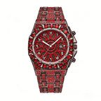 GESMART Men's Fashion Business Full Diamond Hip Hop Style Quartz Watch Luminous Calendar