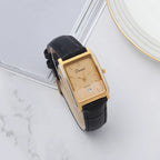Diamond Brand Vintage Quartz Watch Titanium Rectangular Leather Strap NOS New