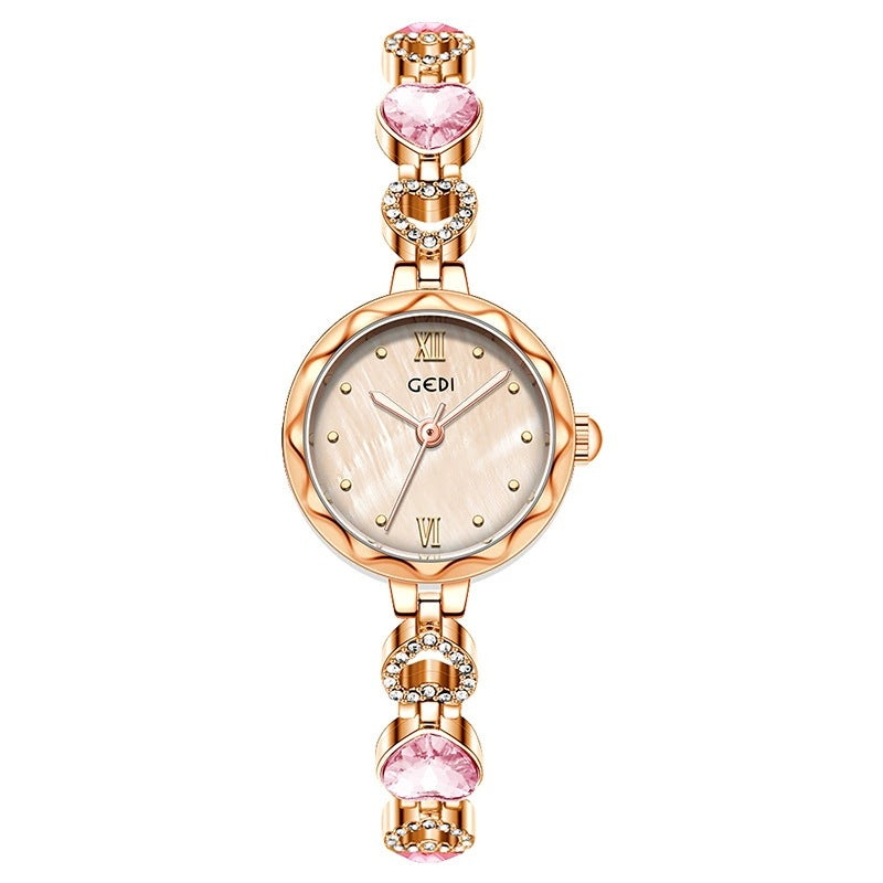 Women's Heart Rhinestone Vintage Bracelet Quartz Watch