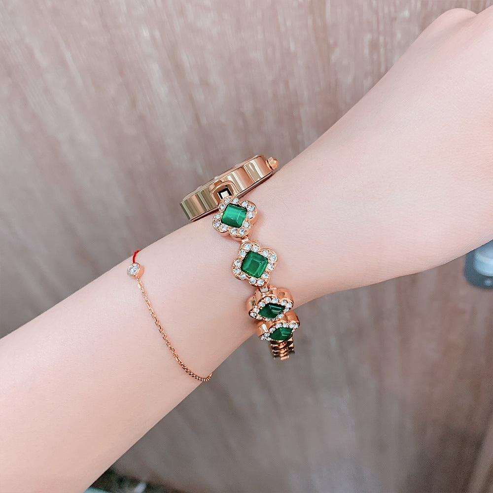Women's Four-Leaf Clover Rhinestone Bracelet Quartz Watch
