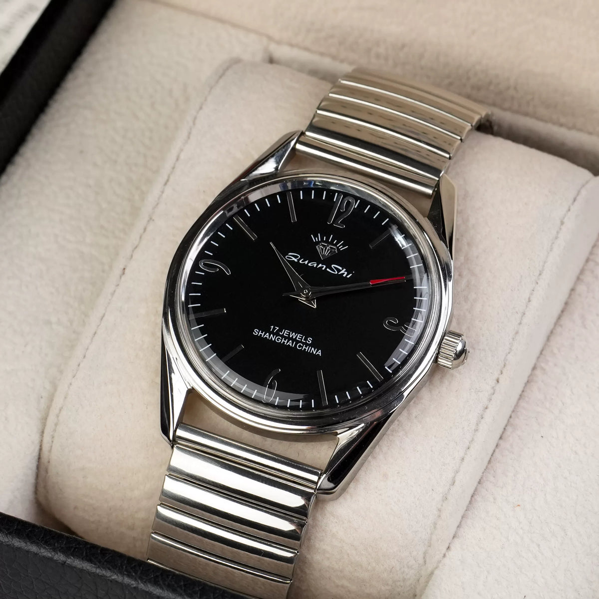 Vintage Diamond Brand Men's Manual Wind Mechanical Watch Solid Steel Bracelet