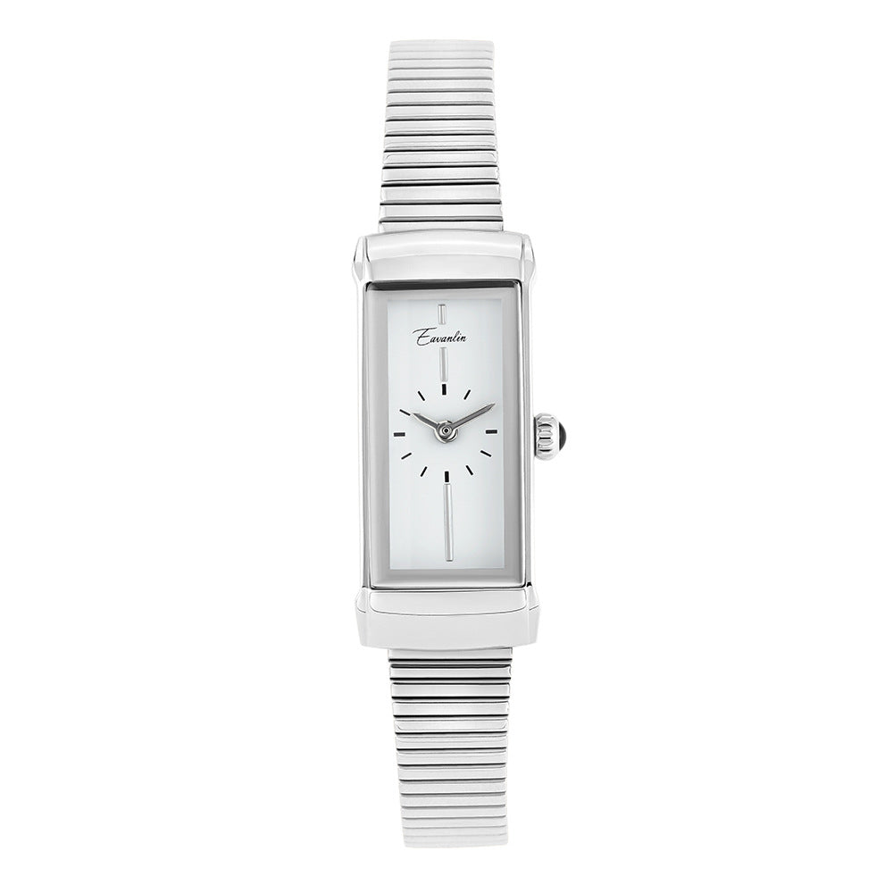 Women's Minimalist Bar-Marker Small Dial Quartz Watch with Steel Bracelet
