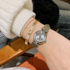 Women's Round Roman-Numeral Leather-Strap Quartz Watch