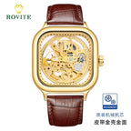 GESMART Men's Square Automatic Mechanical Skeleton Watch Luminous High Grade Trendy