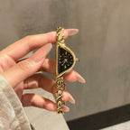 GESMART Women's Retro Black Gold Alien Shape Bracelet Quartz Watch Luxury Style Water Resistant