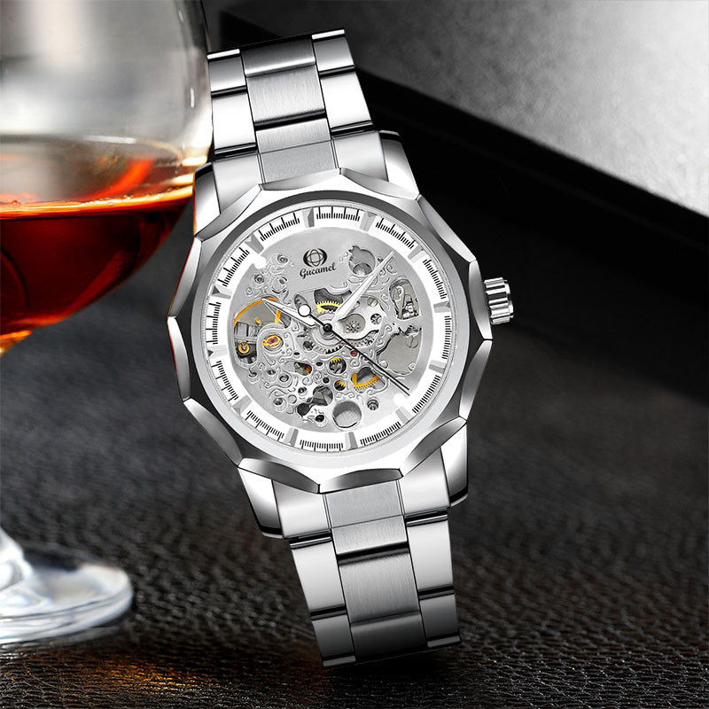 GESMART Men's High End Automatic Mechanical Watch Polygon Shape Dial Fashion Wristwatch