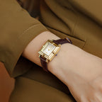 GESMART Women's Small Square Leather Band Watch Roman Numeral Scale Minimalist Retro Ladies Wristwatch