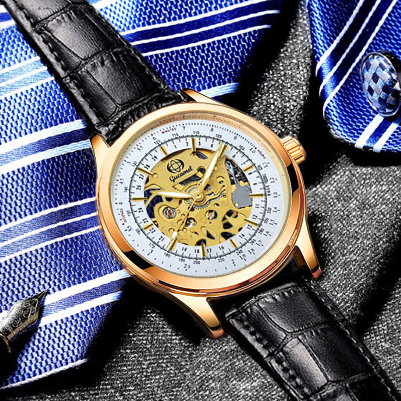 GESMART Men's Hand Winding Skeleton Mechanical Watch Casual Fashion Wristwatch