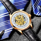 GESMART Men's Hand Winding Skeleton Mechanical Watch Casual Fashion Wristwatch