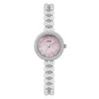 Women's Pearl-Bead Bracelet Round Rhinestone Quartz Watch