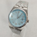 Men's 39.5mm Automatic Watch Coin Bezel Exhibition Back Cyclops Sapphire Crystal