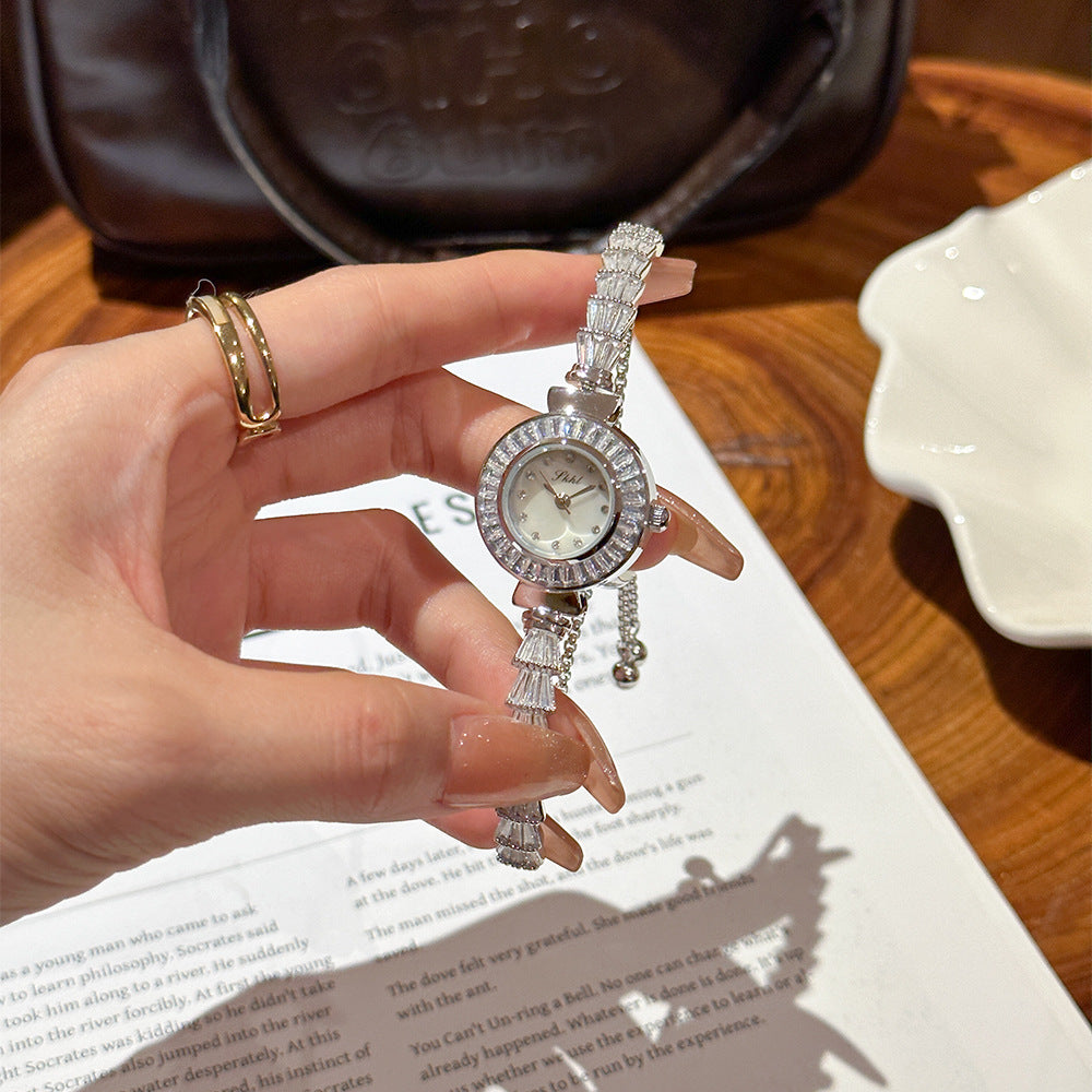 Women's Pearl Rhinestone Bracelet Quartz Watch
