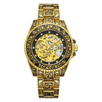 GESMART Men's New Skeleton Engraved Automatic Mechanical Watch European American Vintage Style