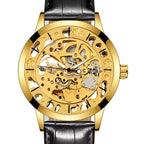 GESMART Men's Skeleton Automatic Mechanical Watch Leather Band Casual Fashion Wristwatch