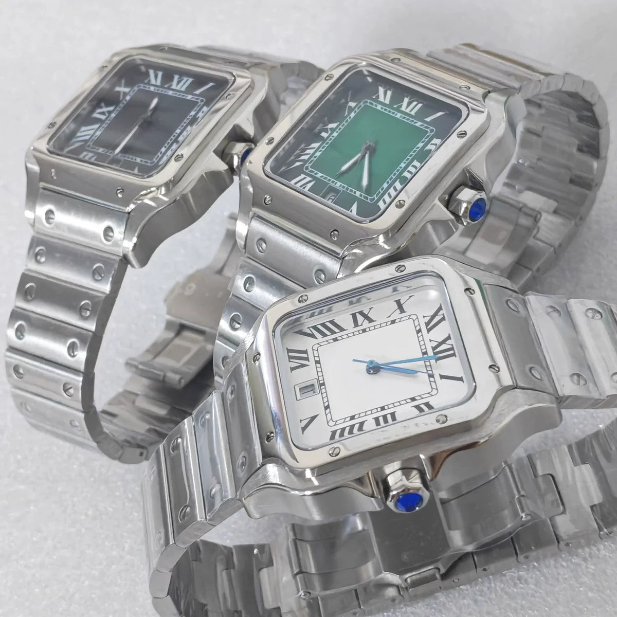 Men's 38mm Square Watch 316L Case Exhibition Back Mineral Glass 2813 Movement
