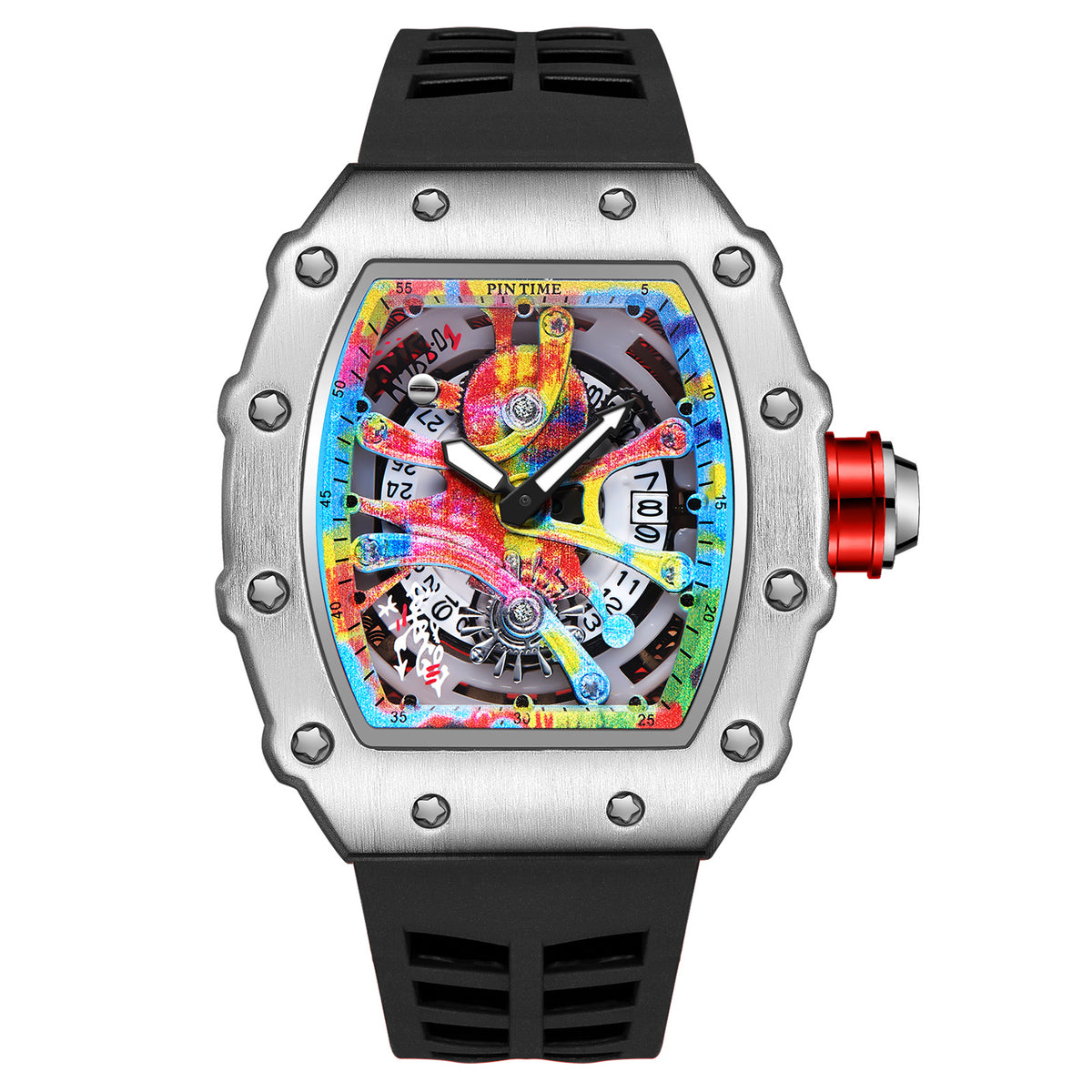 GESMART Men's Skeleton Graffiti Style Quartz Watch Fashion Trendy Premium Water Resistant