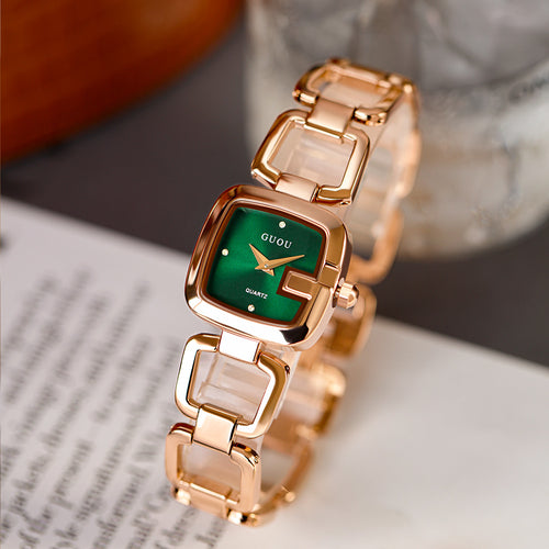 Women's Small Square Watch with Steel Band