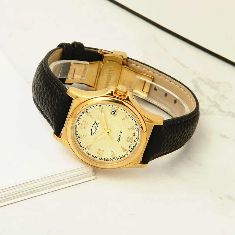 Diamond Brand Men's Automatic Mechanical Watch Titanium Round Date Leather NOS