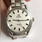 Shanghai Men's Manual Wind Mechanical Watch Round Steel Bracelet NOS