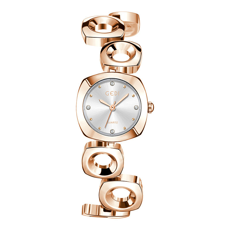 Women's Metallic 3D Square Openwork Fashion Watch