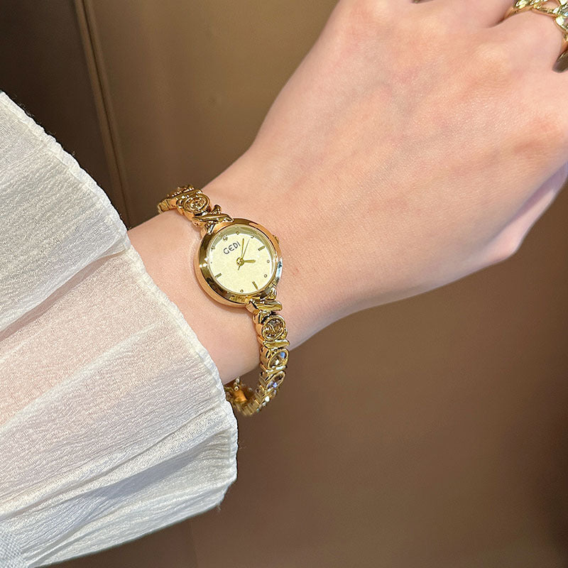 Women's Petite Rhinestone Pearl Bracelet Quartz Watch