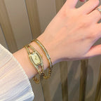 Women's Vintage Crescent-Shaped Rhinestone Gold Quartz Watch