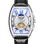 GESMART Men's Tonneau Shape Tourbillon Automatic Mechanical Watch Sun Moon Stars Design