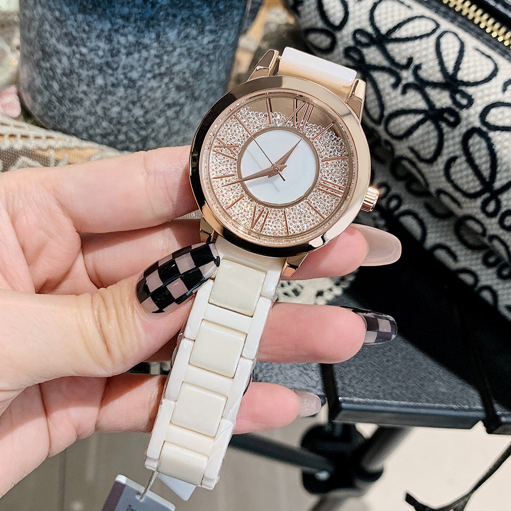 Women's Flowing-Sand Steel Ceramic Fashion Watch