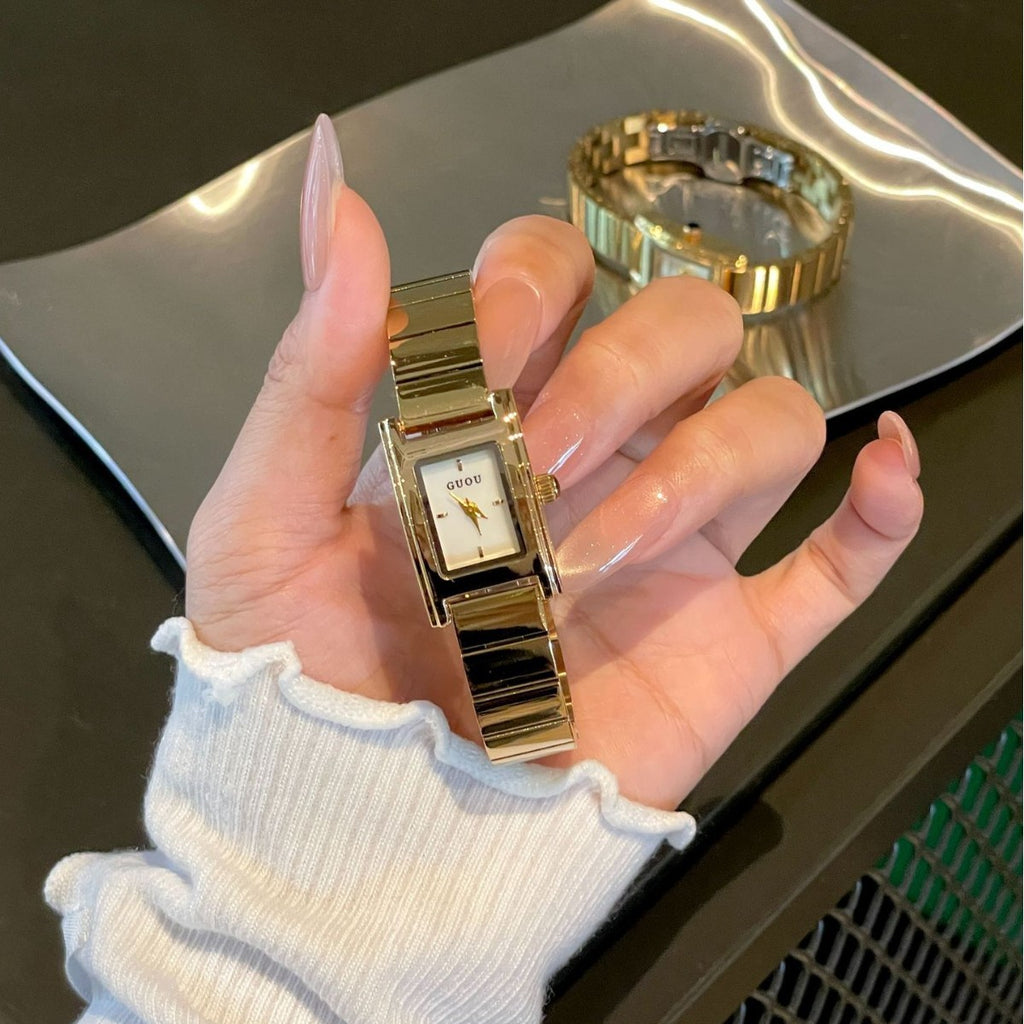 Women's Small Square Vintage Gold-Tone Quartz Watch