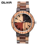 Men's Walnut Wood Genuine-Leather Minimalist Quartz Watch