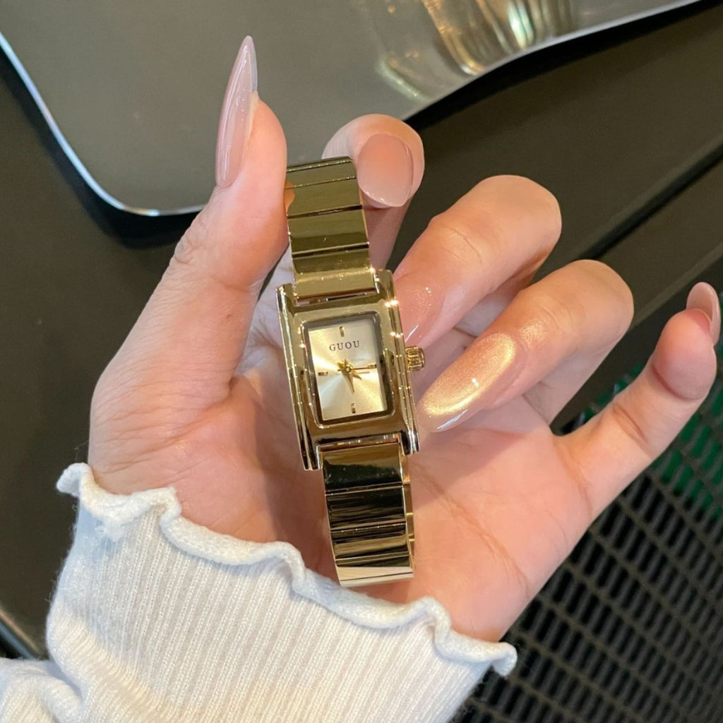 Women's Small Square Vintage Gold-Tone Quartz Watch