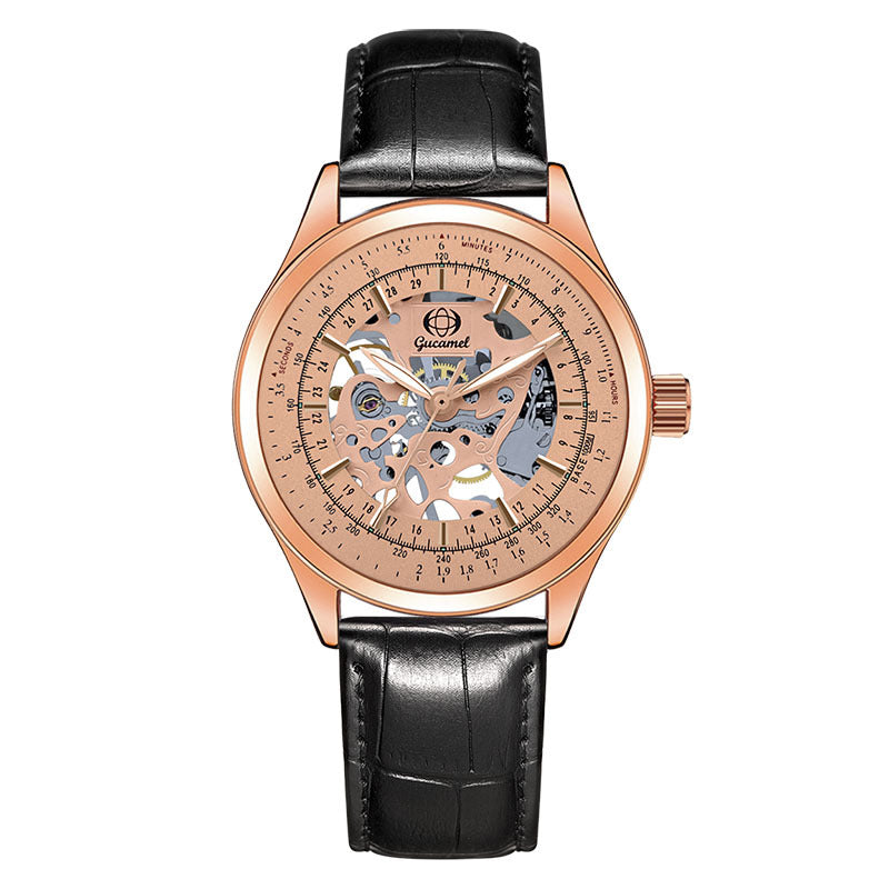 GESMART Men's Hand Winding Skeleton Mechanical Watch Casual Fashion Wristwatch