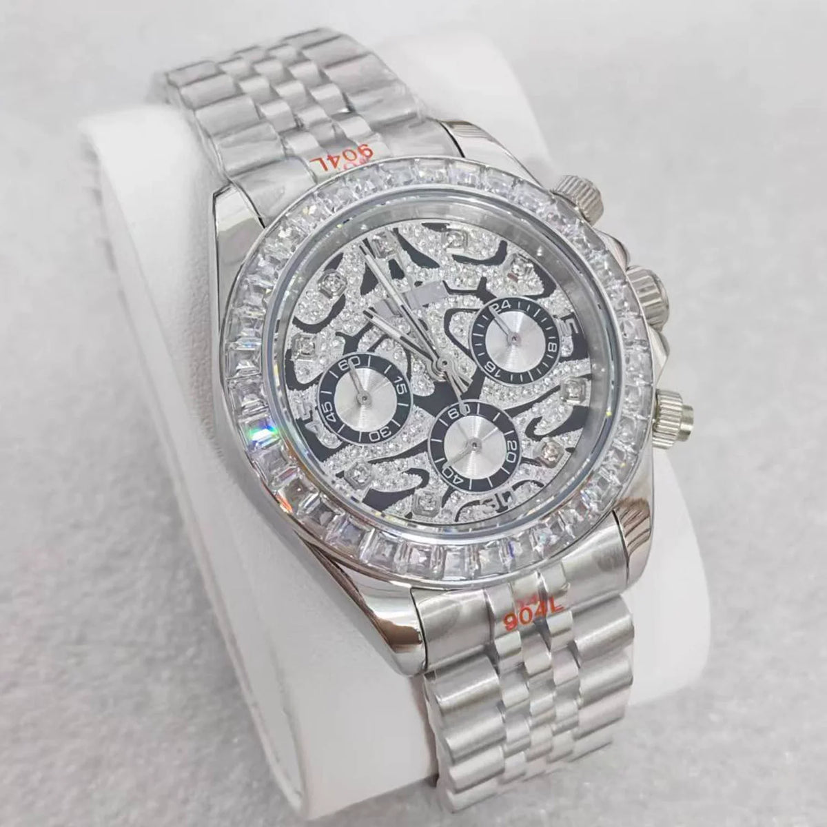 No Logo Men's 39mm Quartz Watch VK63 Sapphire Crystal Steel Bezel Rubber Strap