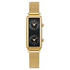 Women's Vintage Roman Numeral Small Square Dual-Time Mesh-Band Quartz Watch