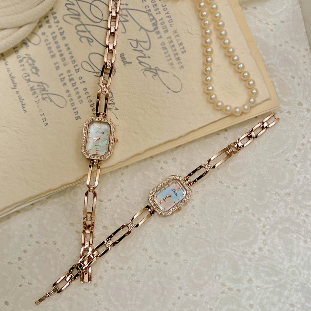 GESMART Women's New Square Bracelet Watch Diamond Studded Fashion Premium Design Ladies Wristwatch