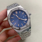 Ladies 31mm Octagonal Gem Bezel Steel Quartz Watch Green Lume Dial VJ24 Movement