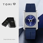 Unisex Square Calendar Student Rubber-Strap Watch