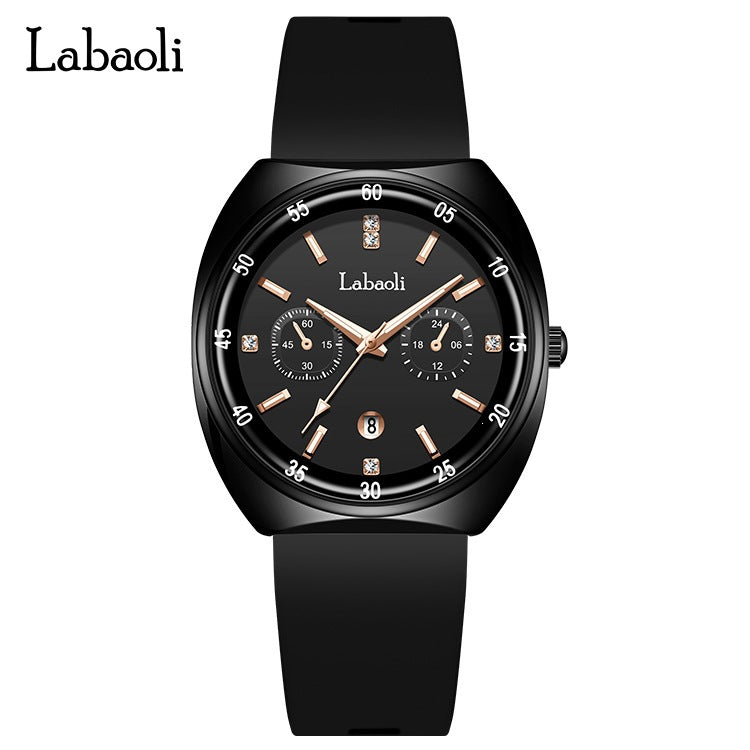 GESMART Women's Tonneau Shape Quartz Watch Large Dial Calendar Diamond Studded Luminous Water Resistant