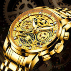 GESMART Men's Gold Tone Large Dial Watch High Grade Water Resistant Luxury Style